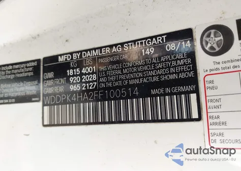 2015 Mercedes-Benz Slk 250 из США, поврежденный, VIN WDDPK4HA2FF100514